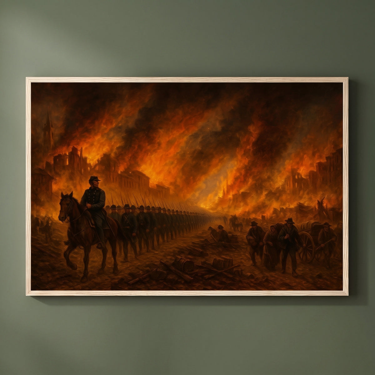 Sherman's March Through Atlanta framed print on a plain wall