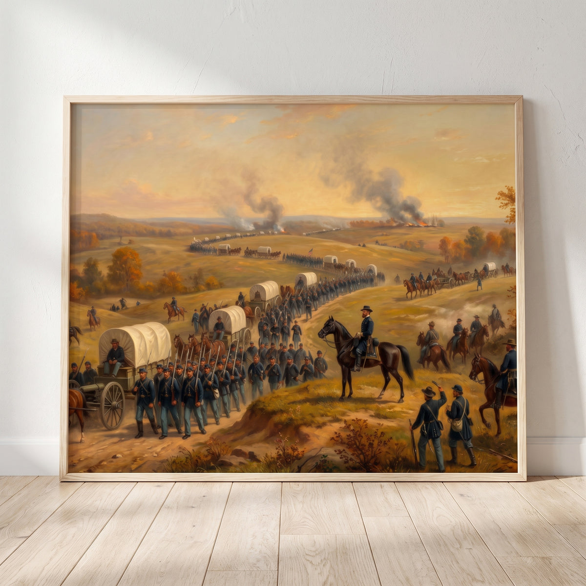 Sherman's March to the Sea framed print leaning against a wall