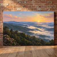 Smoky Mountain Morning canvas print leaning against a wall
