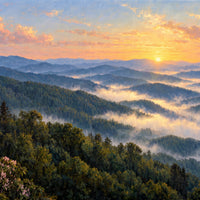 Smoky Mountain Morning — close-up of the canvas weave and print detail
