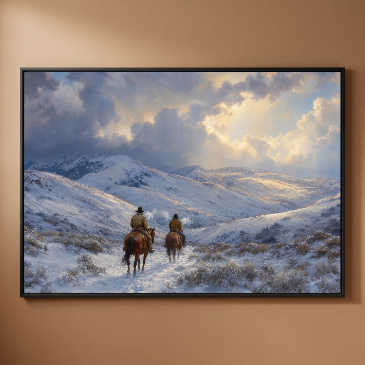 Snow on the Trail framed print on a plain wall