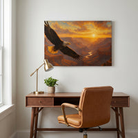 Soaring Eagle over the Grand Canyon canvas print above a home office desk