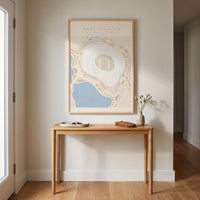 SoFi Stadium framed print hanging in a home interior