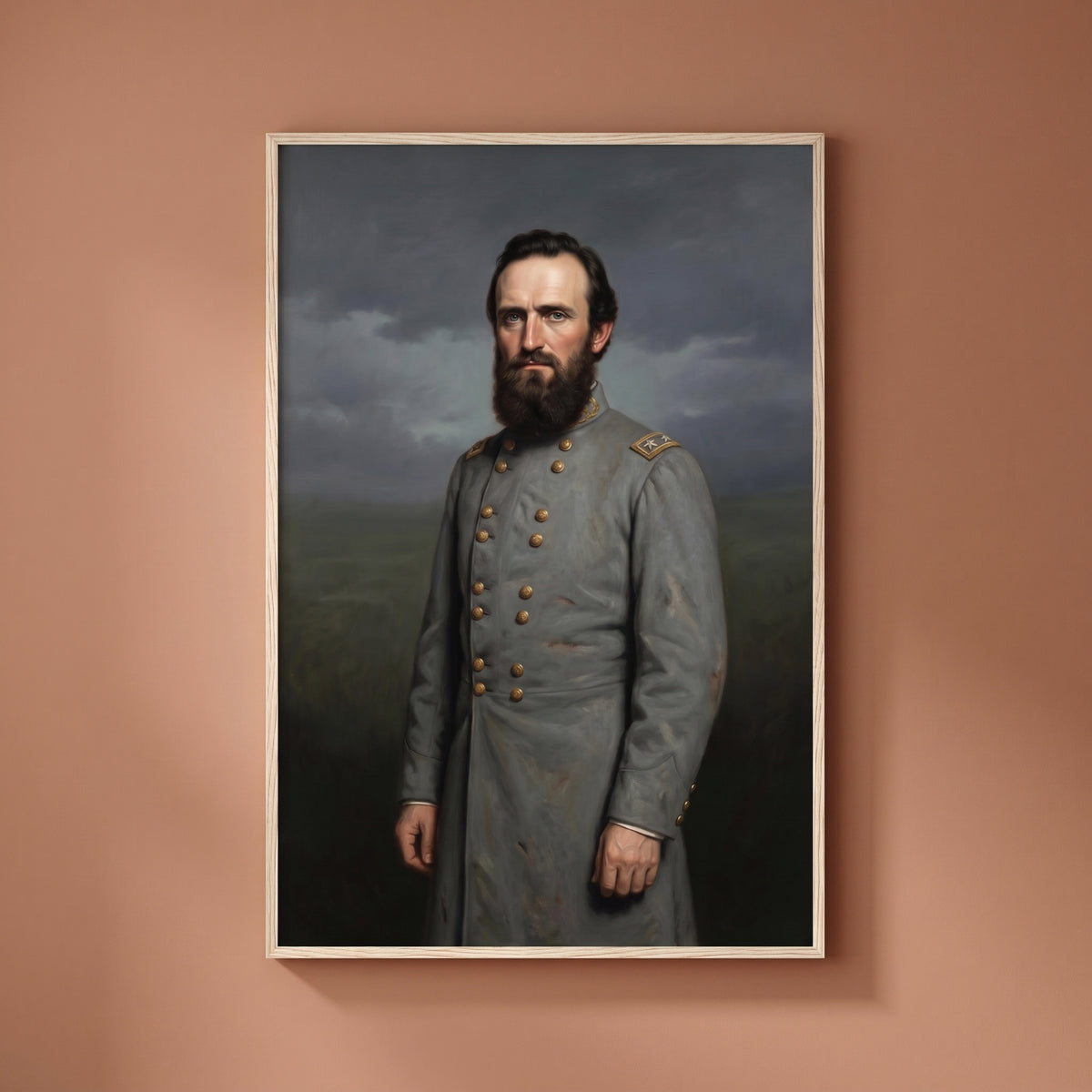 Stonewall Jackson framed print on a plain wall