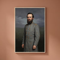 Stonewall Jackson framed print on a plain wall