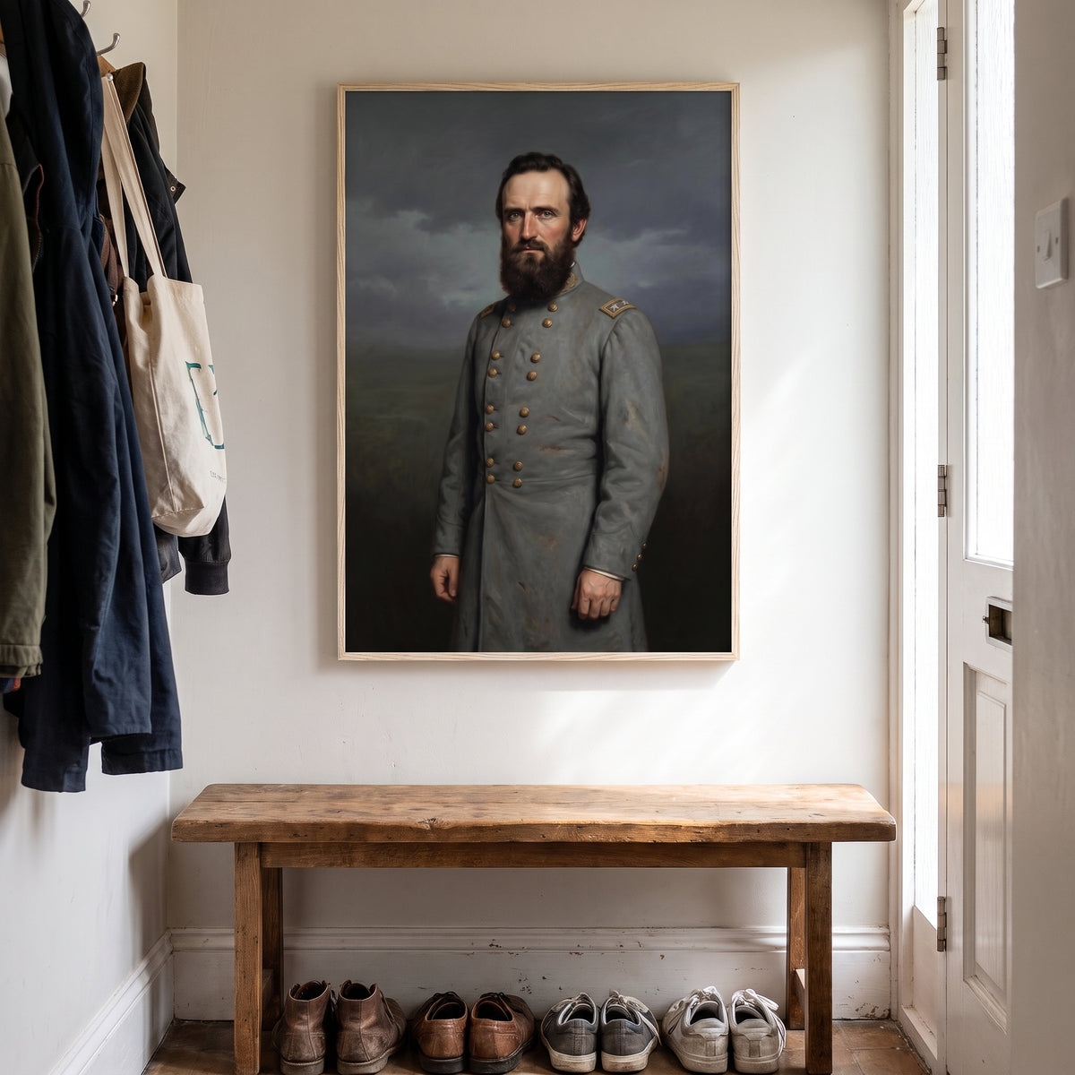 Stonewall Jackson framed print hanging in a home interior