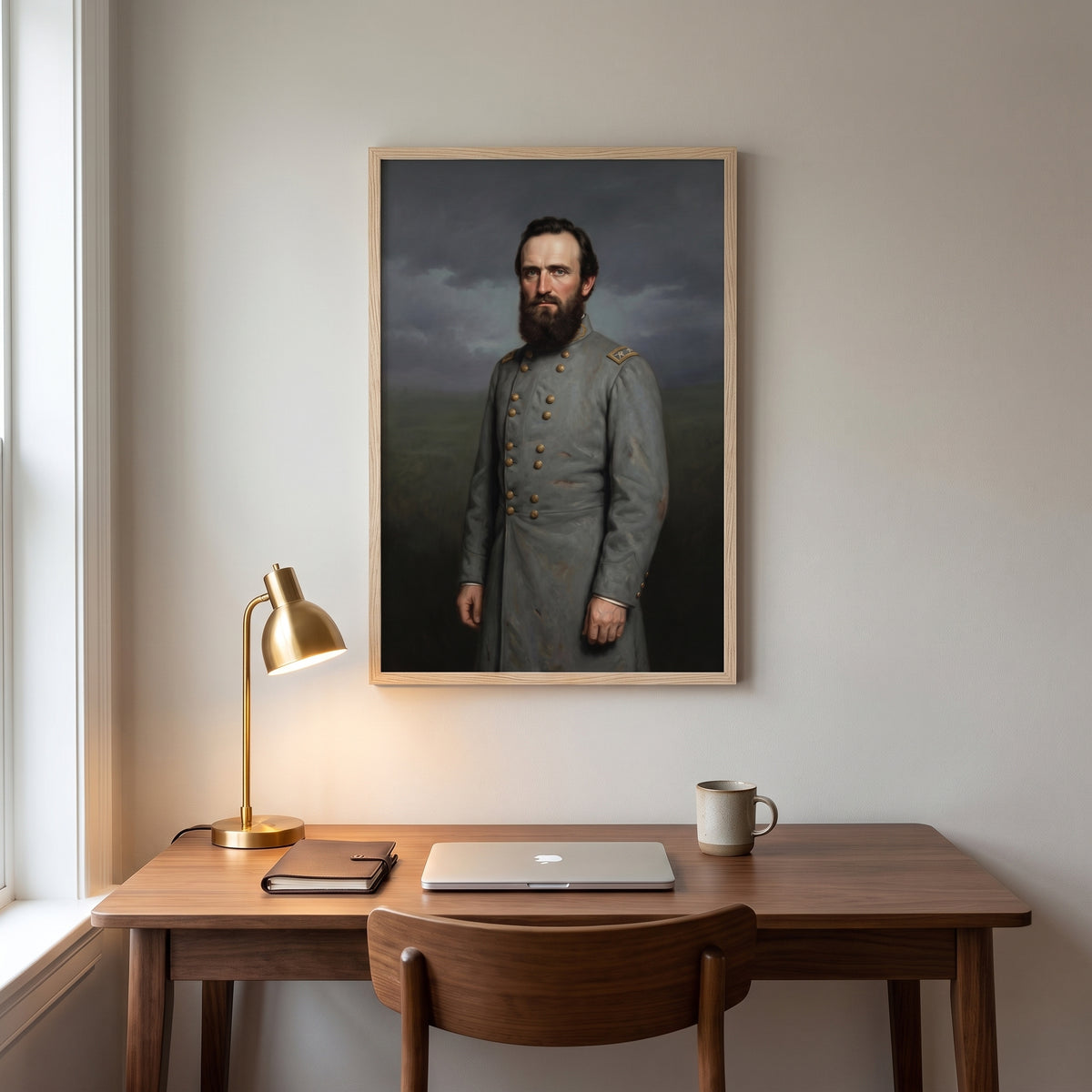 Stonewall Jackson framed print hanging in a home interior