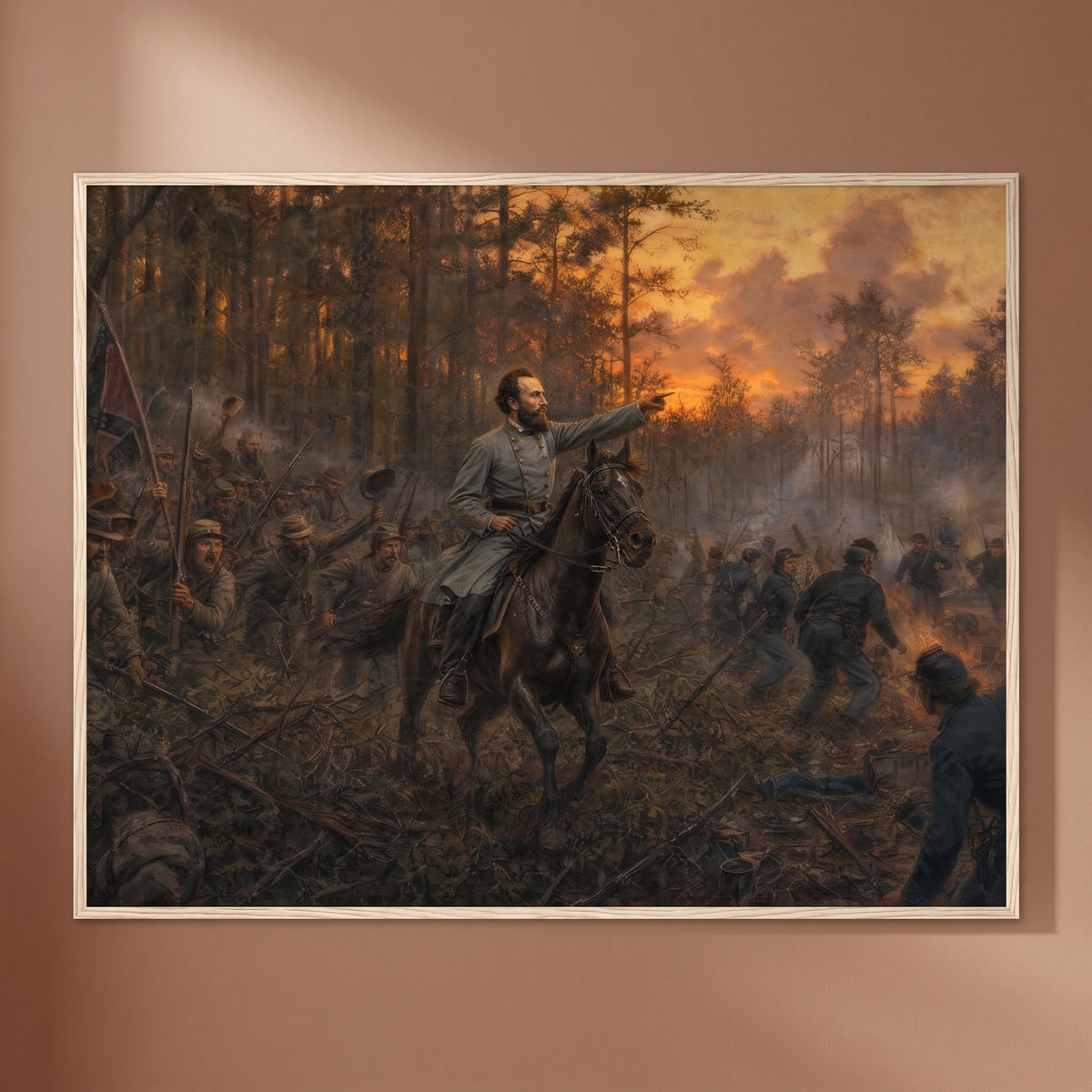 Stonewall Jackson's Flank Attack at Chancellorsville framed print on a plain wall