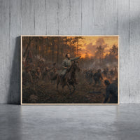 Stonewall Jackson's Flank Attack at Chancellorsville framed print leaning against a wall