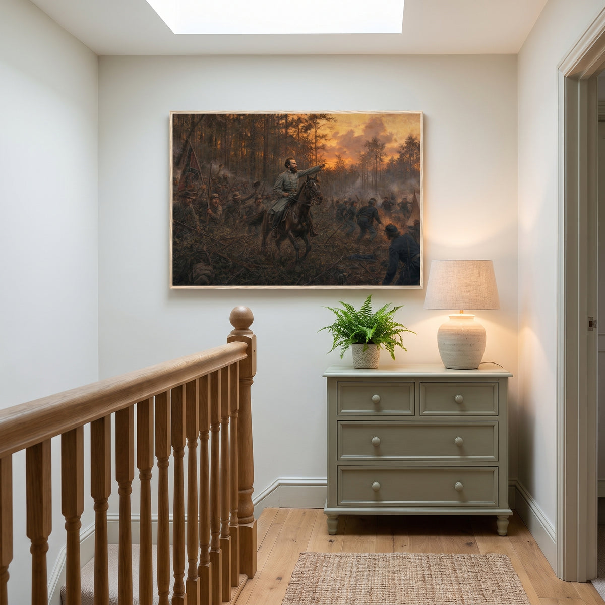 Stonewall Jackson's Flank Attack at Chancellorsville framed print hanging in a home interior