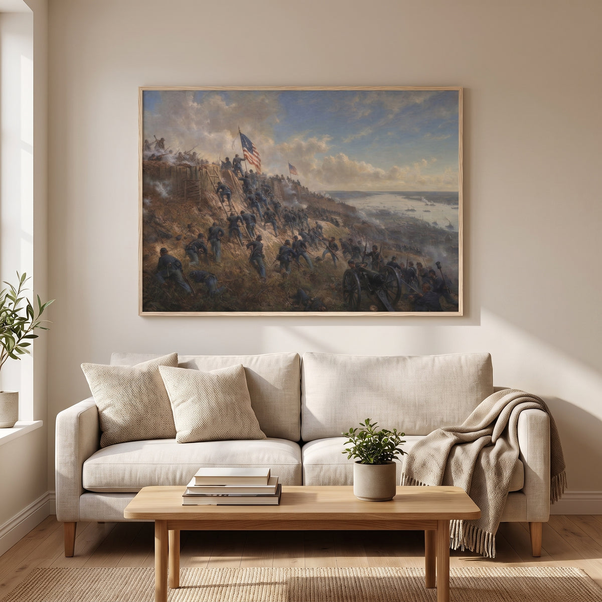 Storming of Vicksburg 1863 framed print hanging in a home interior