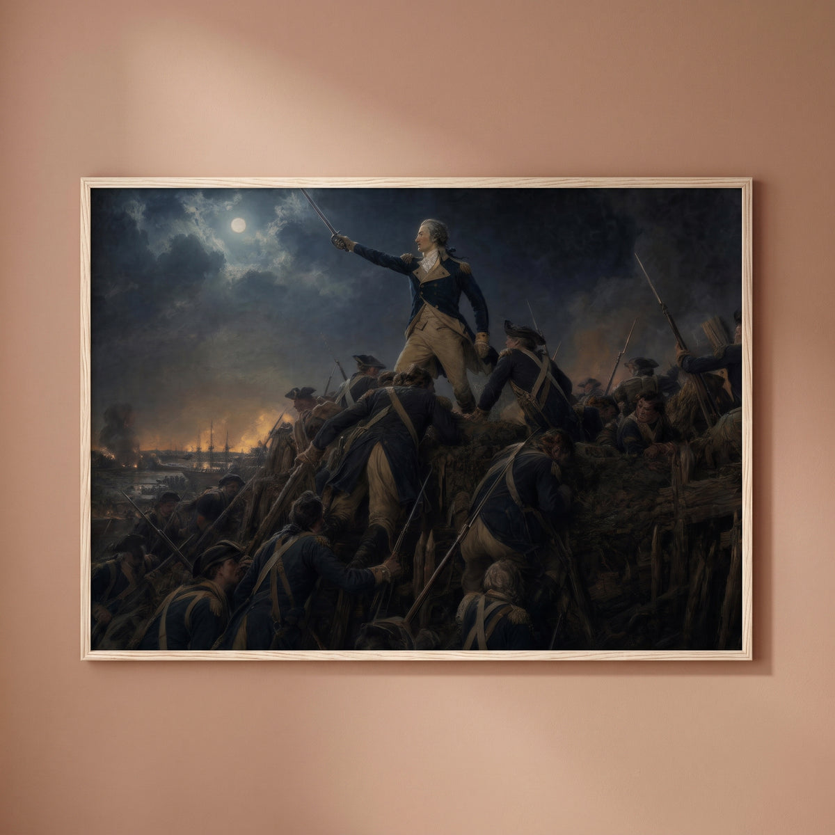 Storming Redoubt 10 at Yorktown framed print on a plain wall