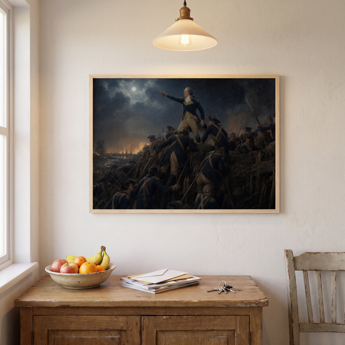 Storming Redoubt 10 at Yorktown framed print hanging in a home interior