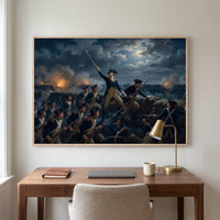 Storming the Redoubt at Yorktown framed print hanging in a home interior
