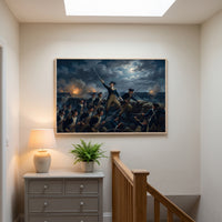Storming the Redoubt at Yorktown framed print hanging in a home interior