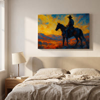 Sunset canvas print in a bedroom
