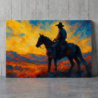Sunset canvas print leaning against a concrete wall