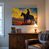 Sunset canvas print in a den