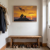 Sunset Over Iwo Jima framed print hanging in a home interior