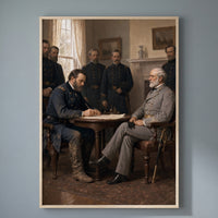 Surrender at Appomattox framed print on a plain wall