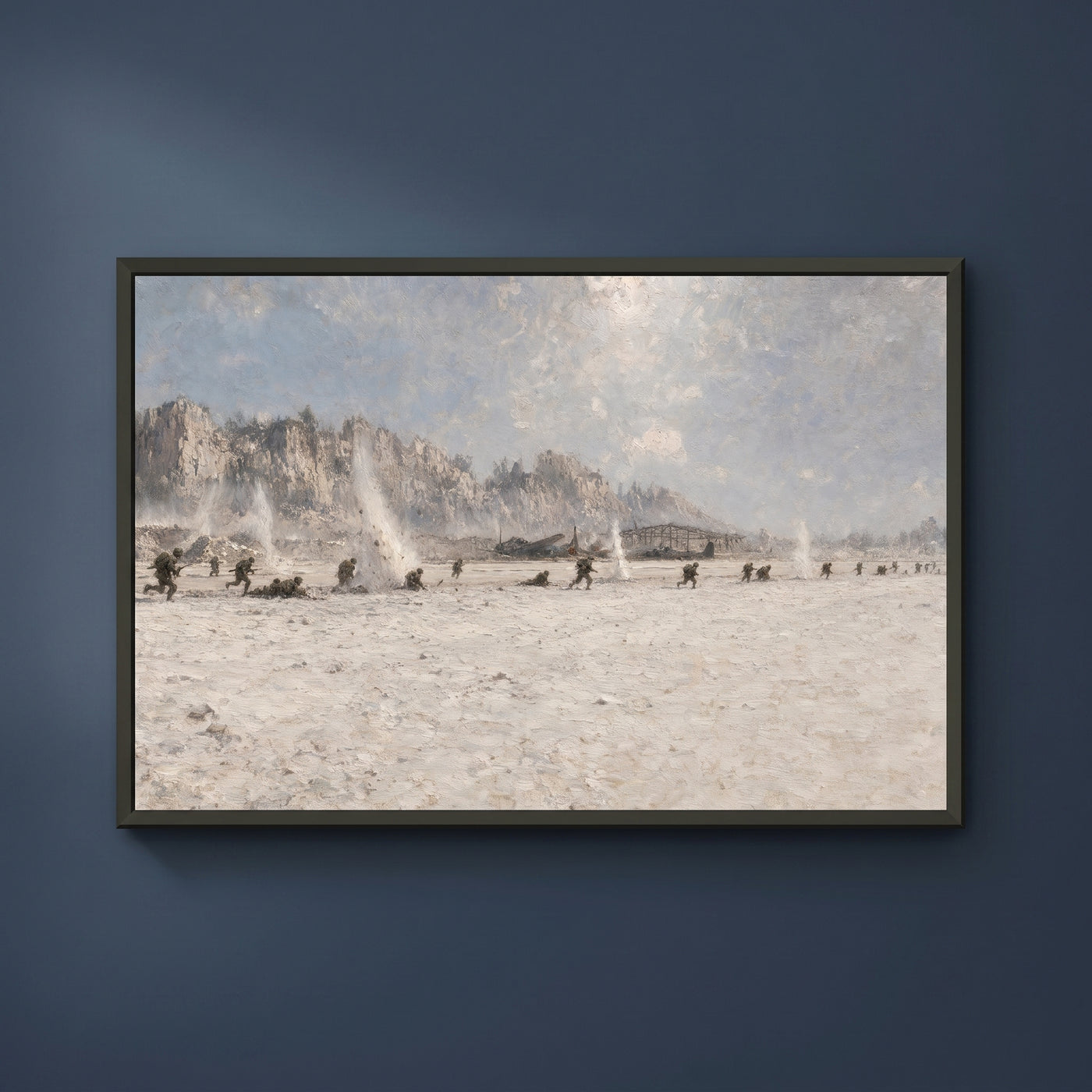 The Airfield at Peleliu framed print on a plain wall