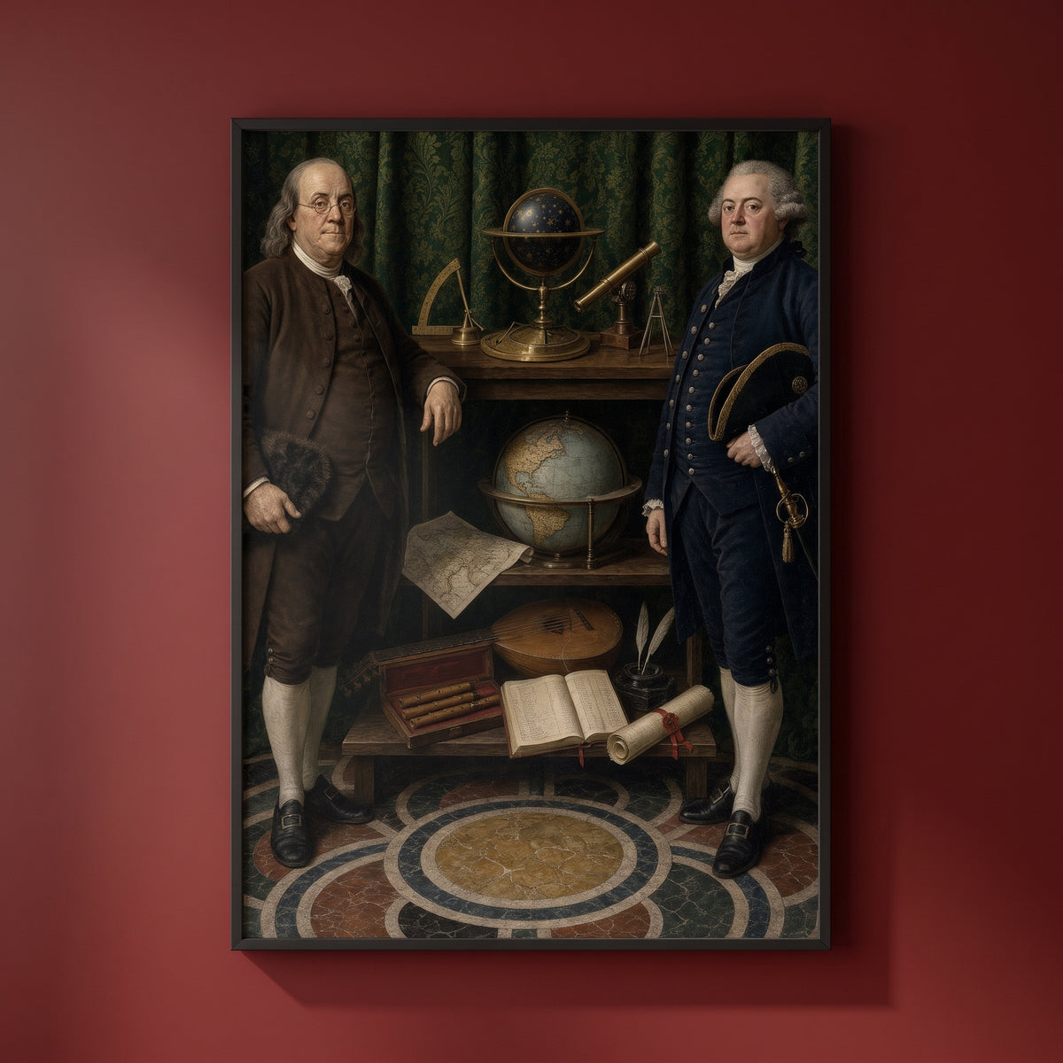 The Ambassadors framed print on a plain wall