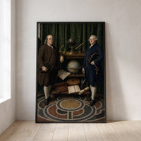 The Ambassadors framed print leaning against a wall