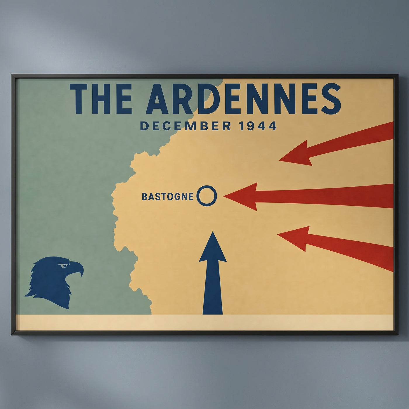 The Ardennes — Minimalist framed print on a plain wall