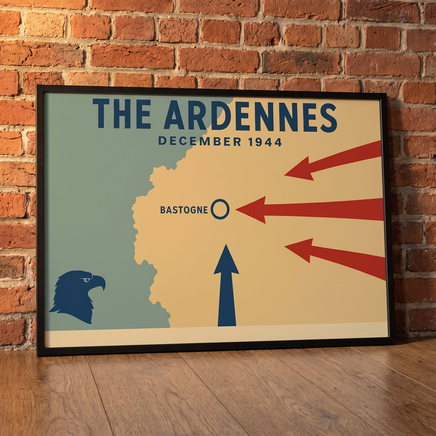 The Ardennes — Minimalist framed print leaning against a wall