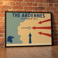 The Ardennes — Minimalist framed print leaning against a wall