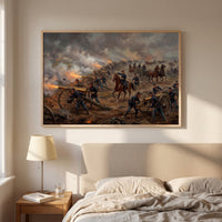 The Artillery Line at Full Fire framed print hanging in a home interior
