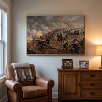 The Artillery Line at Full Fire framed print hanging in a home interior