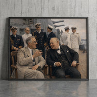 The Atlantic Charter framed print leaning against a wall