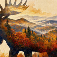 The Autumn Moose — Canvas — close-up of the canvas weave and print detail