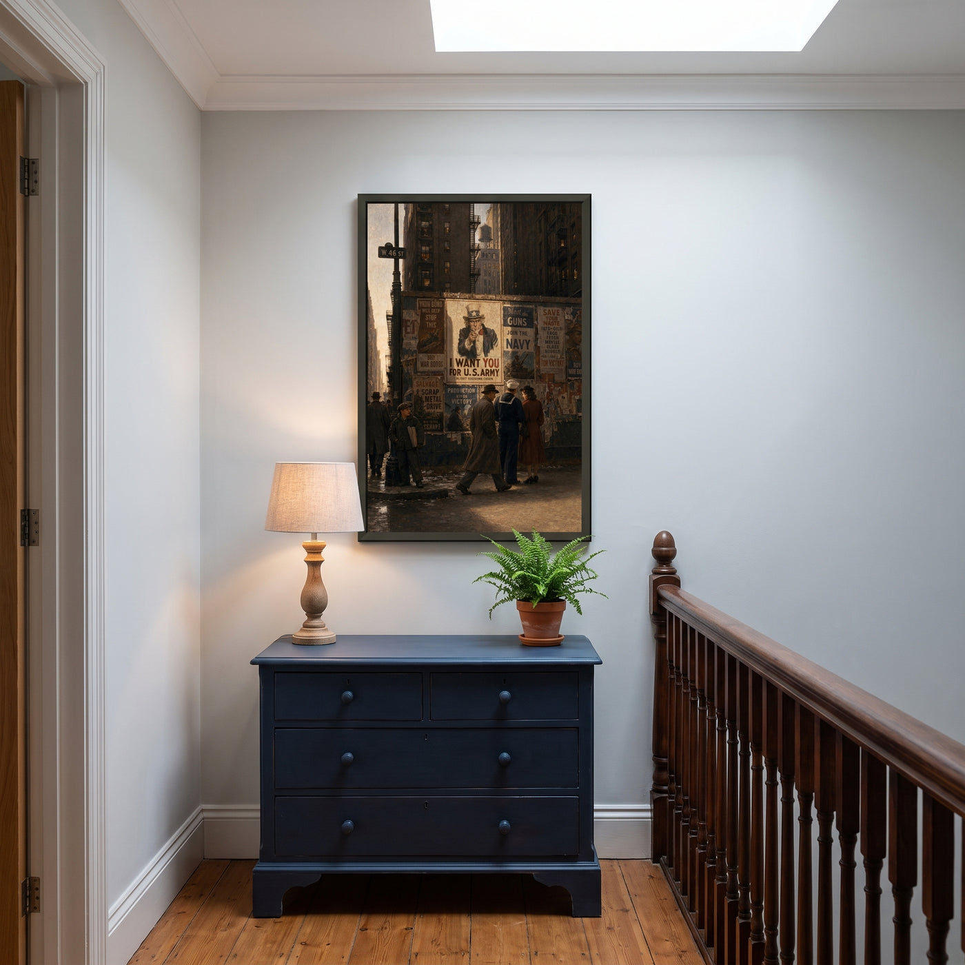 The Avenue, 1943 framed print hanging in a home interior