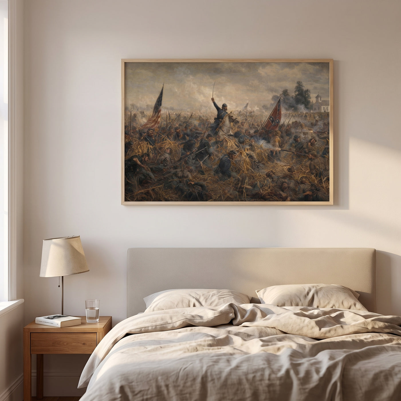 The Battle of Antietam framed print hanging in a home interior