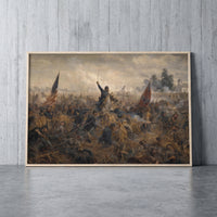 The Battle of Antietam framed print leaning against a wall