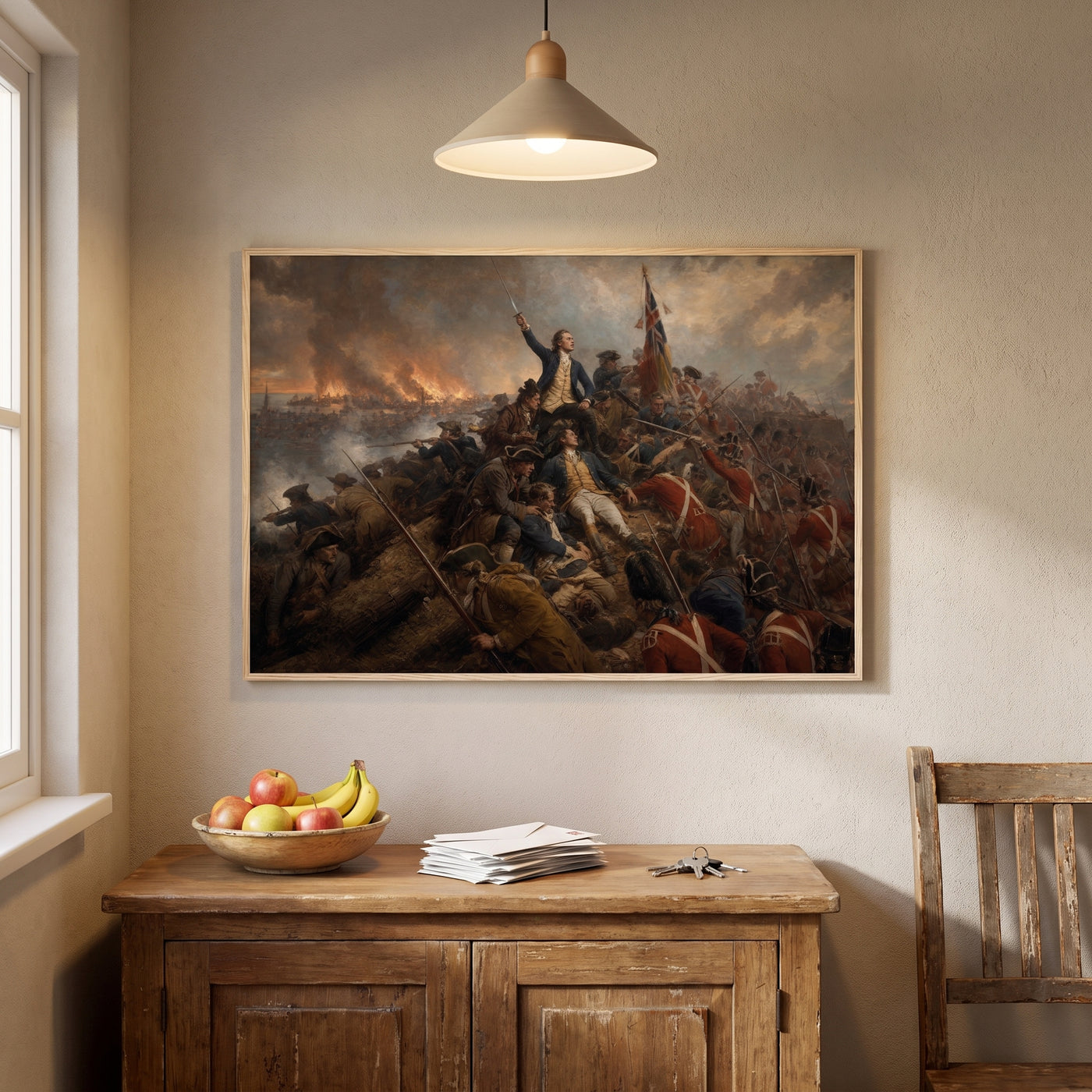 The Battle of Bunker Hill framed print hanging in a home interior