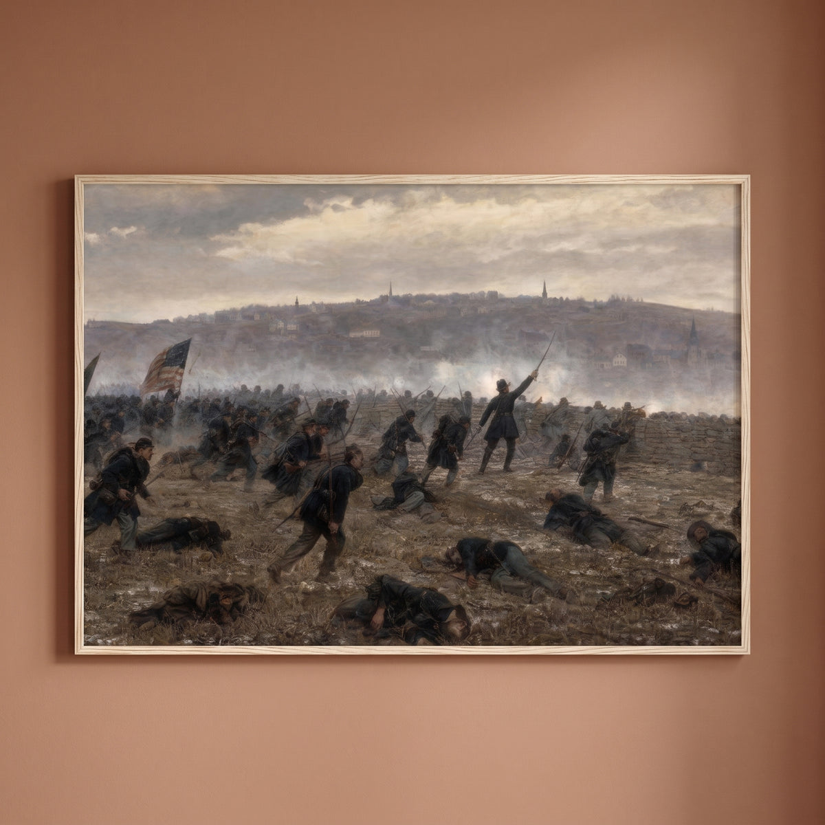 The Battle of Fredericksburg framed print on a plain wall