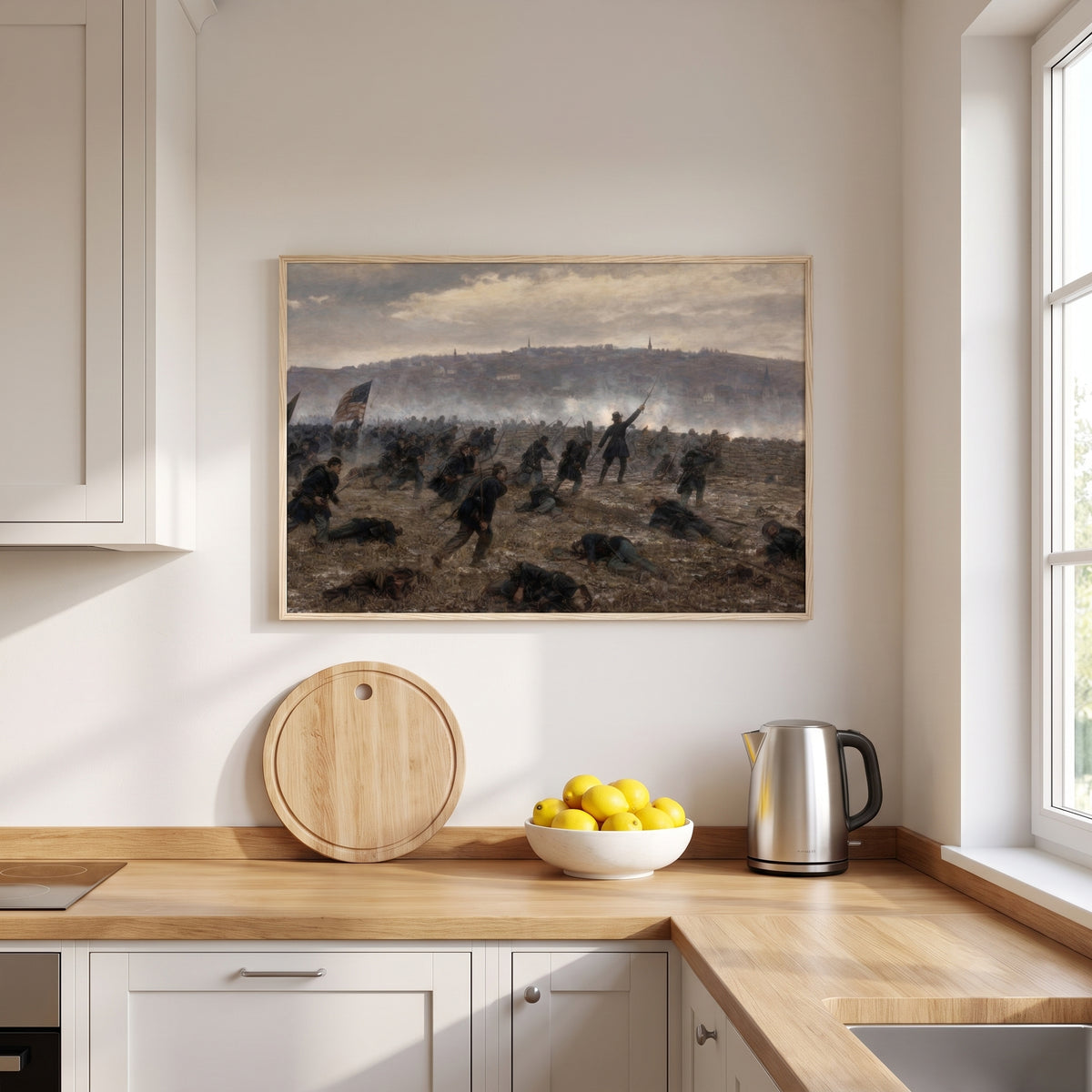 The Battle of Fredericksburg framed print hanging in a home interior