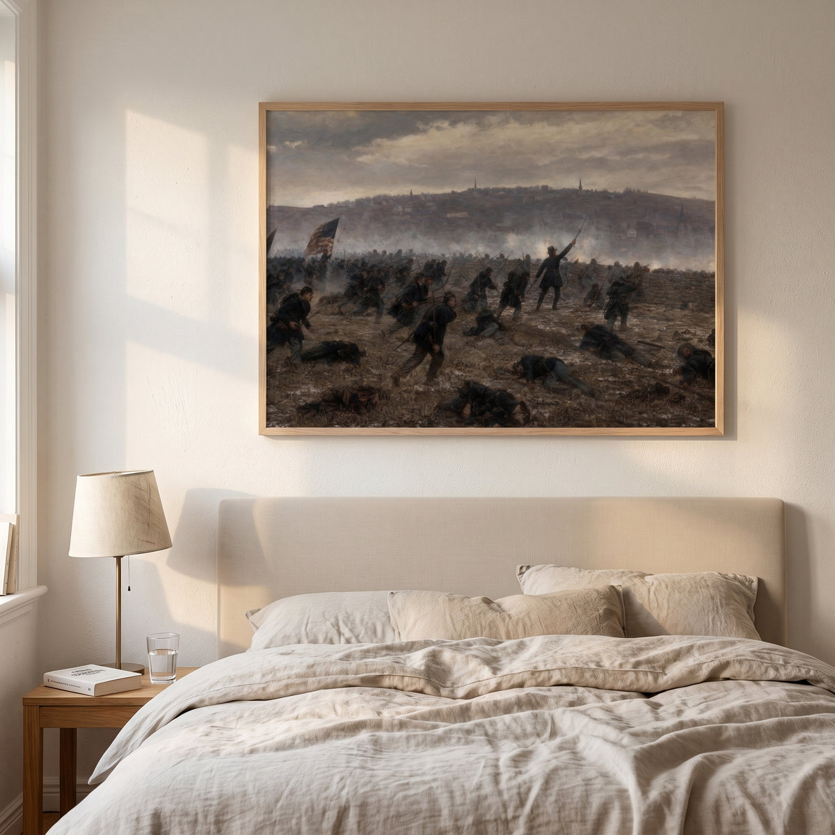 The Battle of Fredericksburg framed print hanging in a home interior