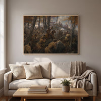 The Battle of Kings Mountain framed print hanging in a home interior