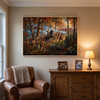 The Battle of Kings Mountain framed print hanging in a home interior