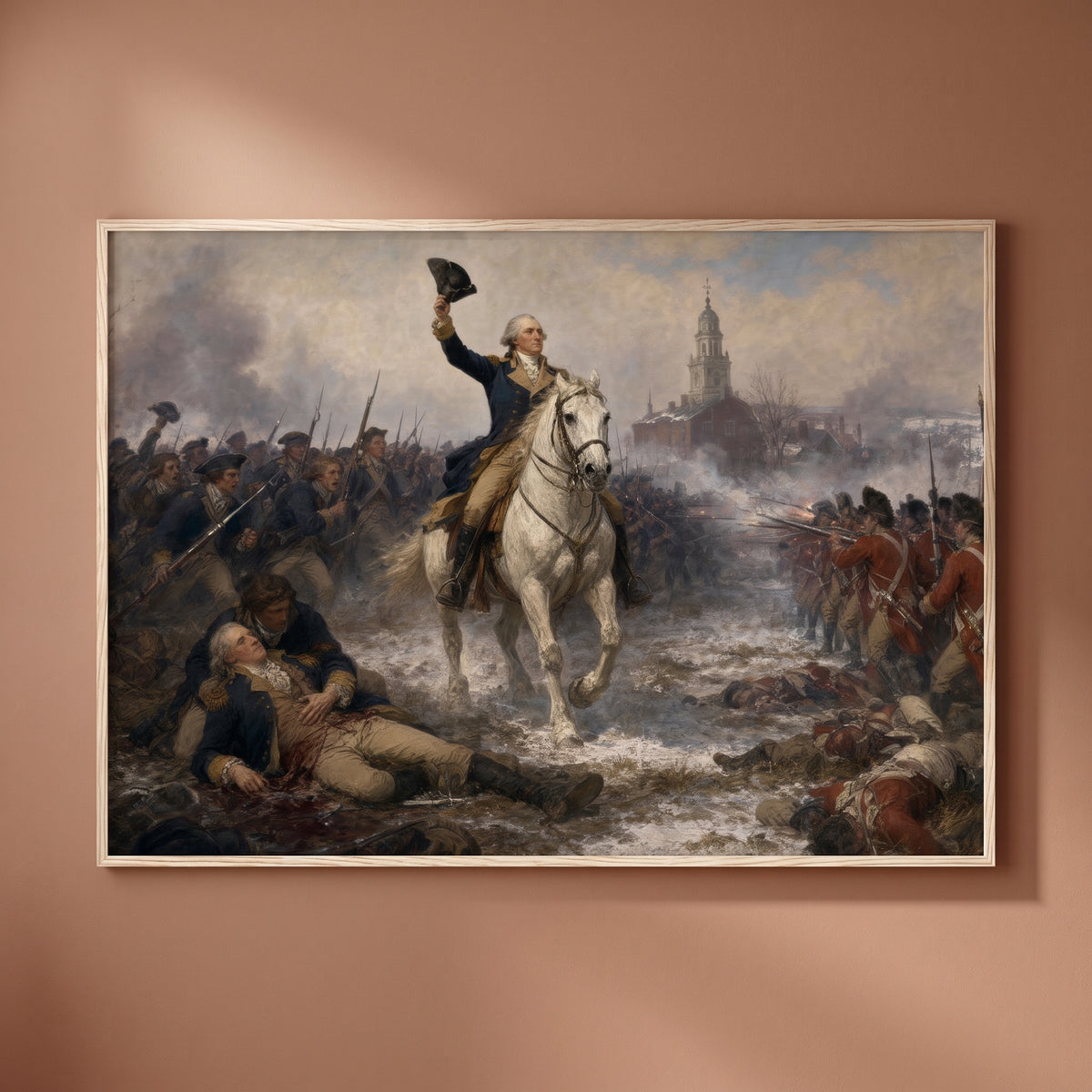The Battle of Princeton framed print on a plain wall