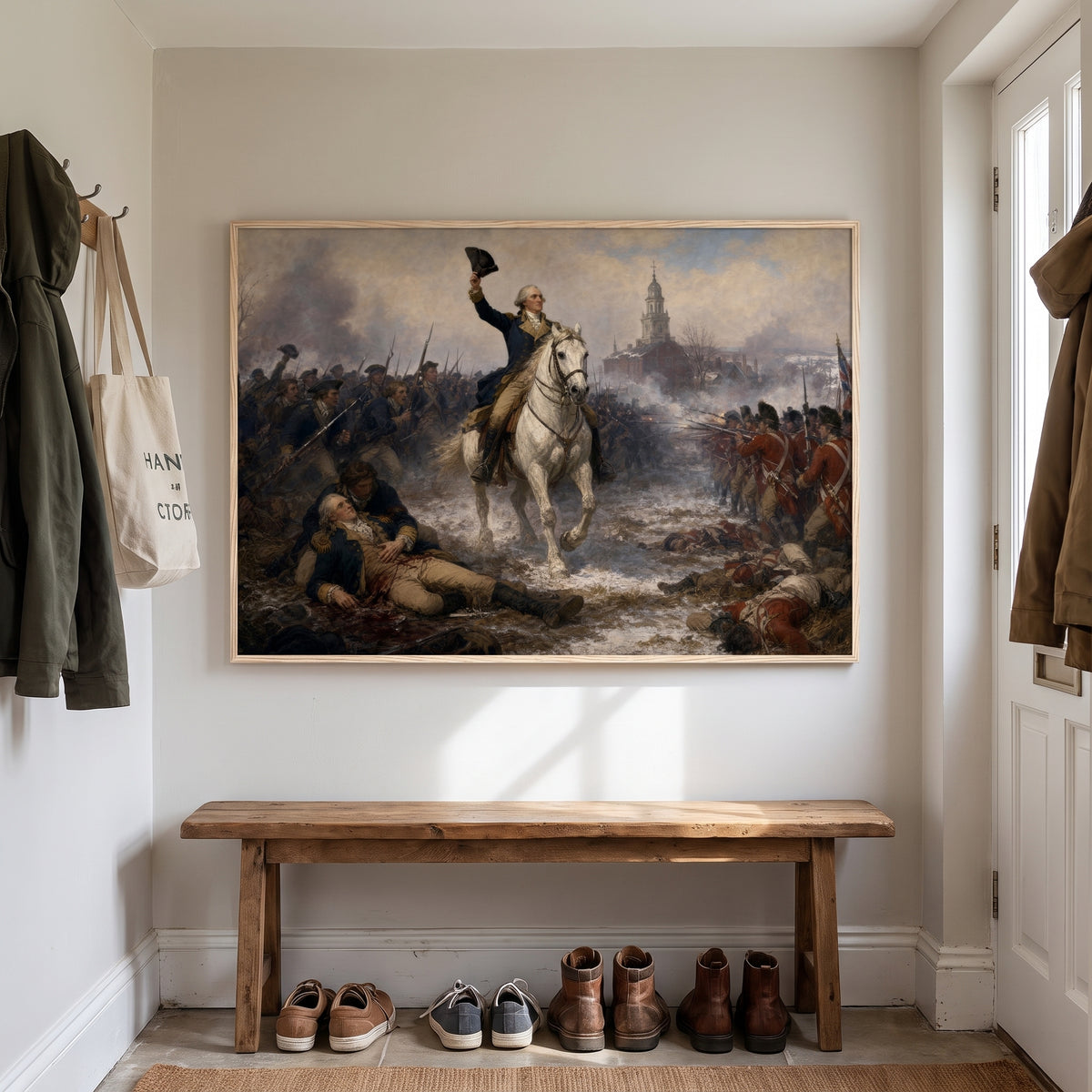 The Battle of Princeton framed print hanging in a home interior