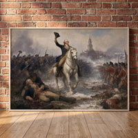 The Battle of Princeton framed print leaning against a wall
