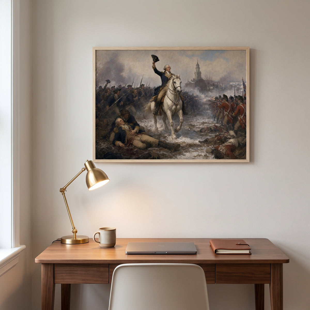 The Battle of Princeton framed print hanging in a home interior