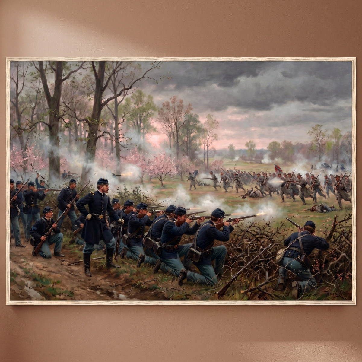 The Battle of Shiloh framed print on a plain wall