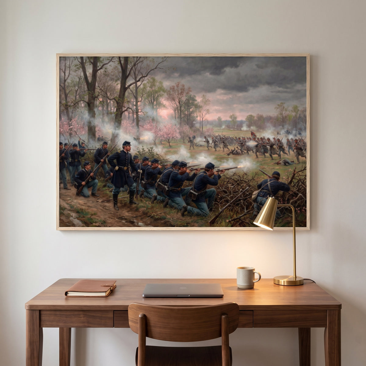 The Battle of Shiloh framed print hanging in a home interior