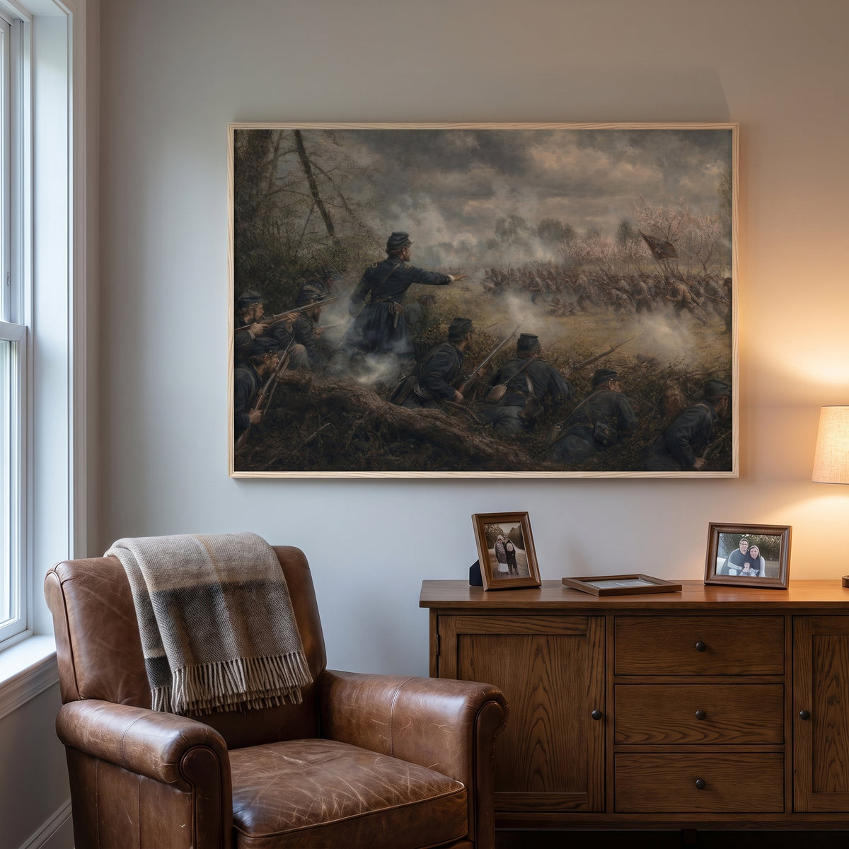 The Battle of Shiloh — The Hornet's Nest framed print hanging in a home interior